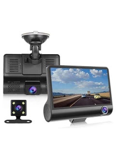 HD Car DVR Rearview Video Dash Cam 1080P 3 Camera Recording Super Night Vision, 170°Wide Angle Front Cam, Recorder Camera IPS Screen GPS Gravity Sensor, Driving Recorder for Monitor