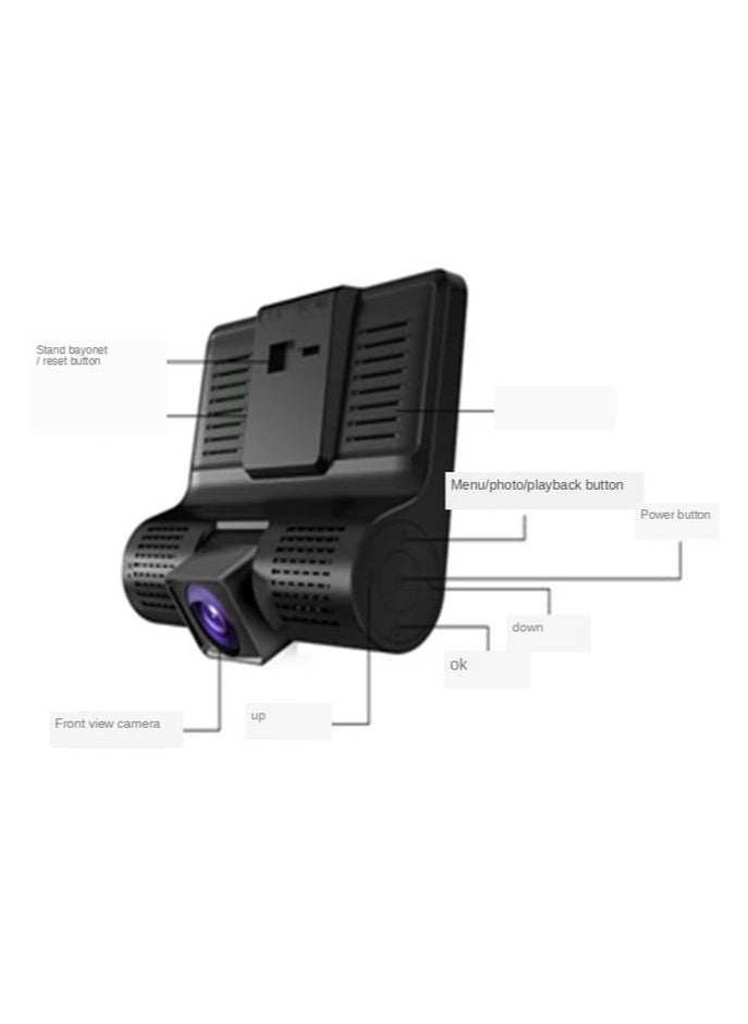 Generic - HD Car DVR Rearview Video Dash Cam 1080P 3 Camera Recording Super Night Vision, 170°Wide Angle Front Cam, Recorder Camera IPS Screen GPS Gravity Sensor, Driving Recorder for Monitor - Image 1