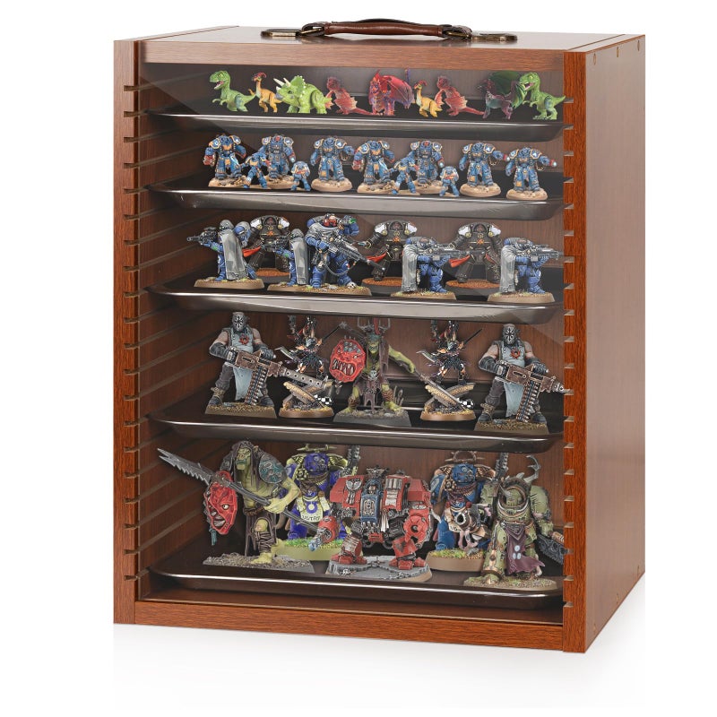 Cathyeen Miniature Display Case Display Cases for Collectibles Miniatures Storage Case Display Shelves Shelf for Collectibles for Mini Action Figures Valuable Collectibles or Crystal Stone Brown - Image 2