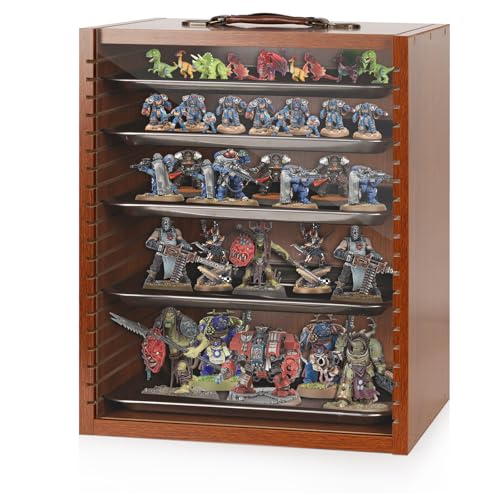 Cathyeen Miniature Display Case Display Cases for Collectibles Miniatures Storage Case Display Shelves Shelf for Collectibles for Mini Action Figures Valuable Collectibles or Crystal Stone Brown - Image 1