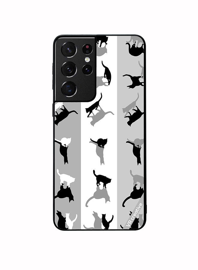 VR CREATIVE Protective Case Cover For Samsung Galaxy S21 Ultra 5G Cats Spook Design Multicolour - Image 1