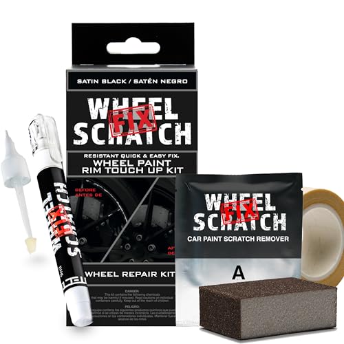 Wheel Scratch Fix Matte Black Rim Touch Up Paint Kit, Car Wheel Scratch Repair Kit, Wheel Touch Up Paint Pen, curb rim repair kit, curb rash repair kit, Universal Rim Alloy Wheel Paint Black (Matte Black Satin) - Image 1