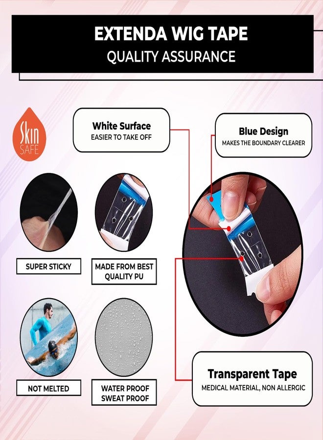 Woolip Extenda Bond Hair Patch Tape for Men | Strong Hold Up to 4+ Weeks | Double Sided Wig Tape | Waterproof & Skin Safe Adhesive | C-Contour Pre-Cut Strips | 36 Pieces Per Bag - Image 3