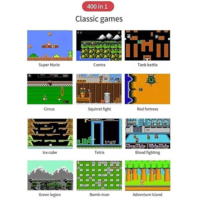 HANDHELD GAME CONSOLE, 400 / 500 FC GAMES, MINI HANDHELD GAME CONSOLE WITH 3.0-INCHES COLOR SCREEN, 1020MAH RECHARGEABLE BATTERY PORTABLE GAME CONNECT TO TV SINGLE / TWO PLAYERS (BLACK SINGLE PLAYER) - Image 2