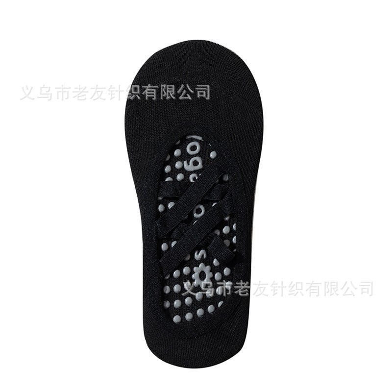 Summer Thin Yoga Socks Anti-Slip Fitness Pilates Socks Silicon Sole Black [round head double cross belt]]