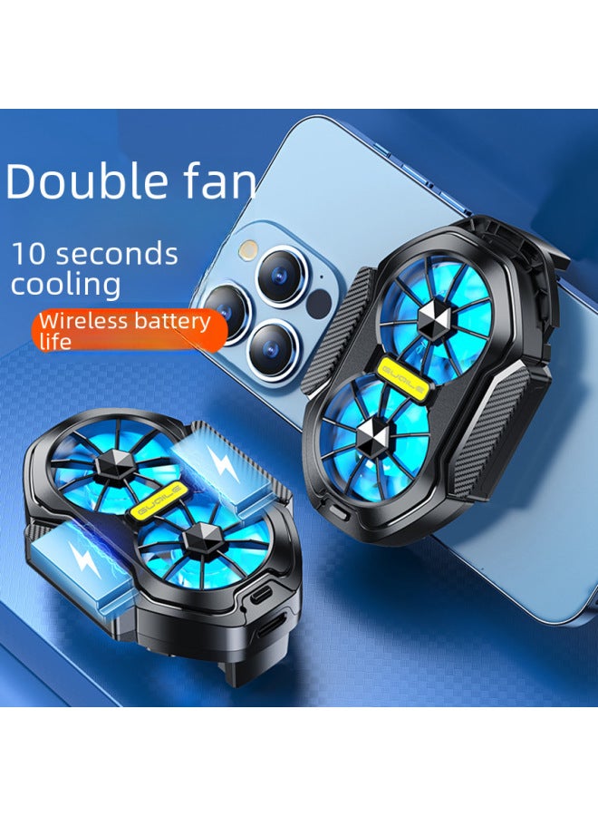Loquat 2024 Model Fs01 Dual Fan Air Cooling Charging Mobile Phone Heat Sink Gaming Heat Dissipation Back Clip Wireless Silent-Color:FS01 Dual Fan Charging Model (600 MA)  - Image 2