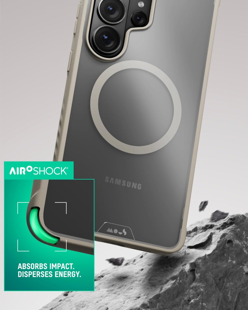 Mous for Samsung Galaxy S26 Ultra Case, Compatible with MagSafe & Qi2 â€“ Clarity Sand Protective Galaxy S26 Ultra Case â€“ Shockproof, Anti-Yellowing, Full Camera Protection, Magnetic, Transparent - Image 2
