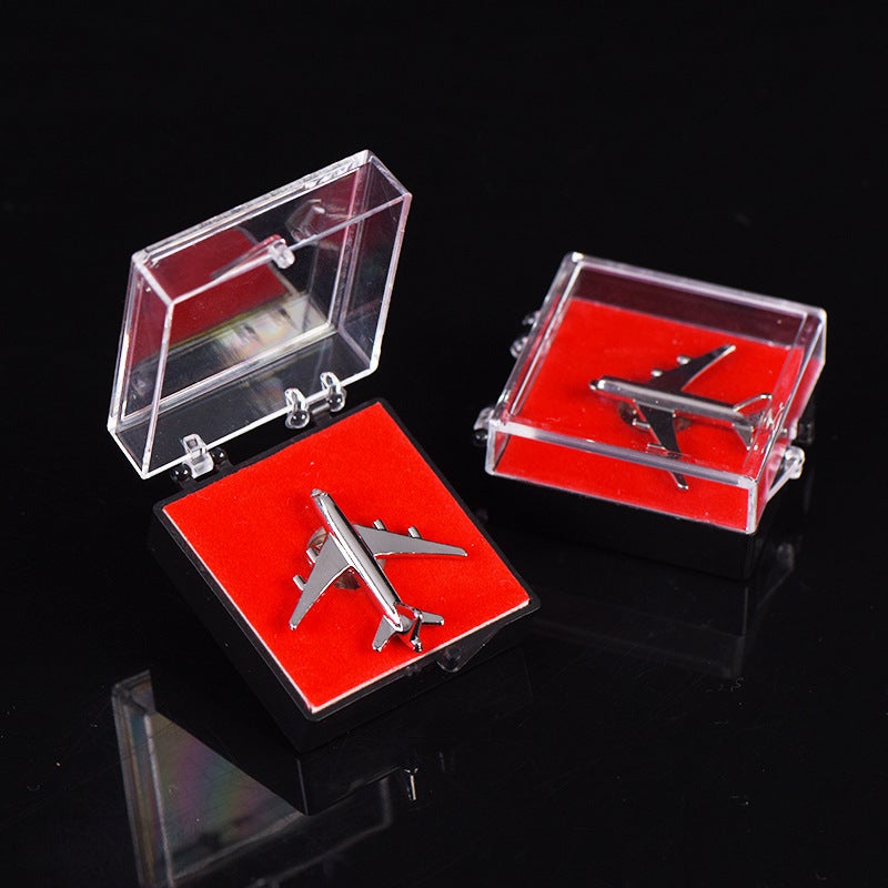 Generic Aviation Flight Alien Metal Badge Airplane Brooch Silver aircraft box set 