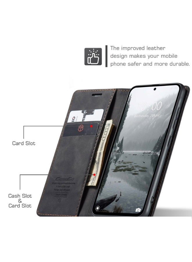 CaseMe Phone Case Luxury PU Leather Design 013 Flip Cover Card Slot Holder Cover For Oppo Reno 14 (Black ) - Image 2