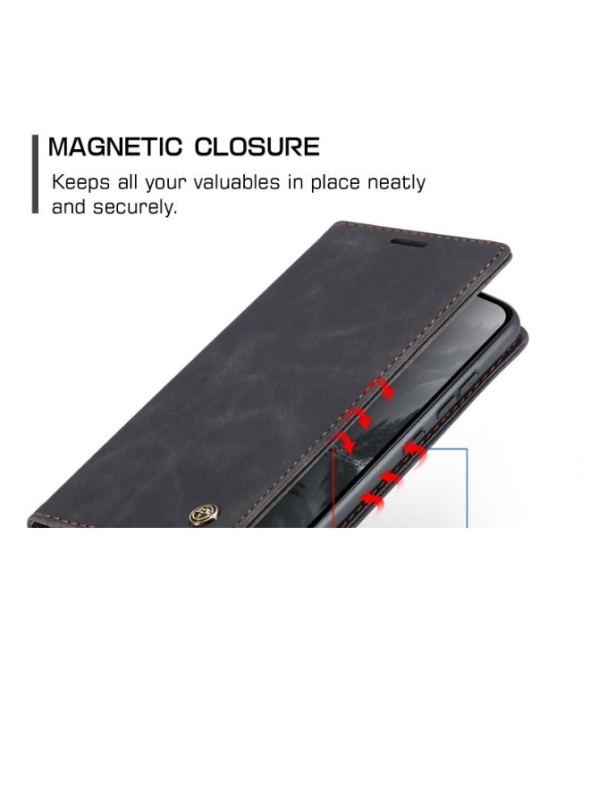 CaseMe Phone Case Luxury PU Leather Design 013 Flip Cover Card Slot Holder Cover For Oppo Reno 14 (Black ) - Image 3