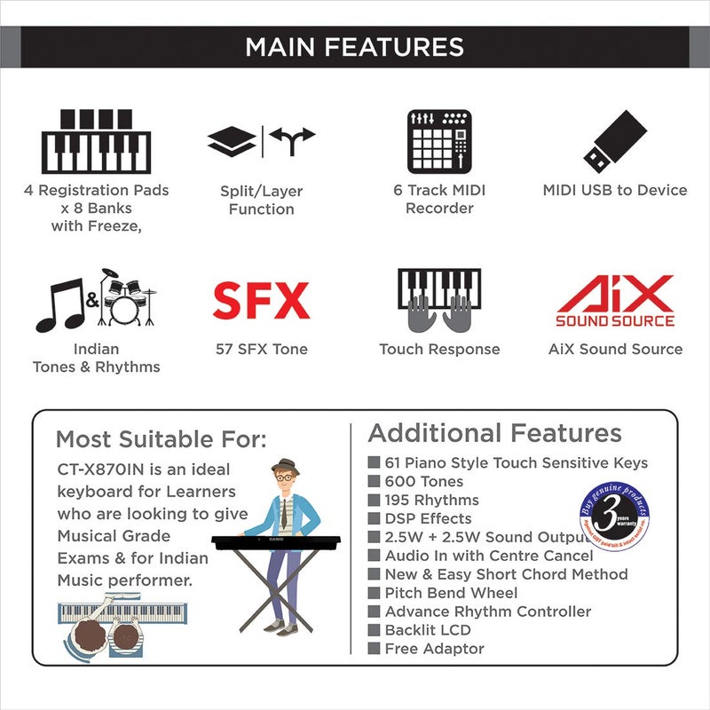 Casio 61-Key Portable Keyboard for Musicians - Image 3