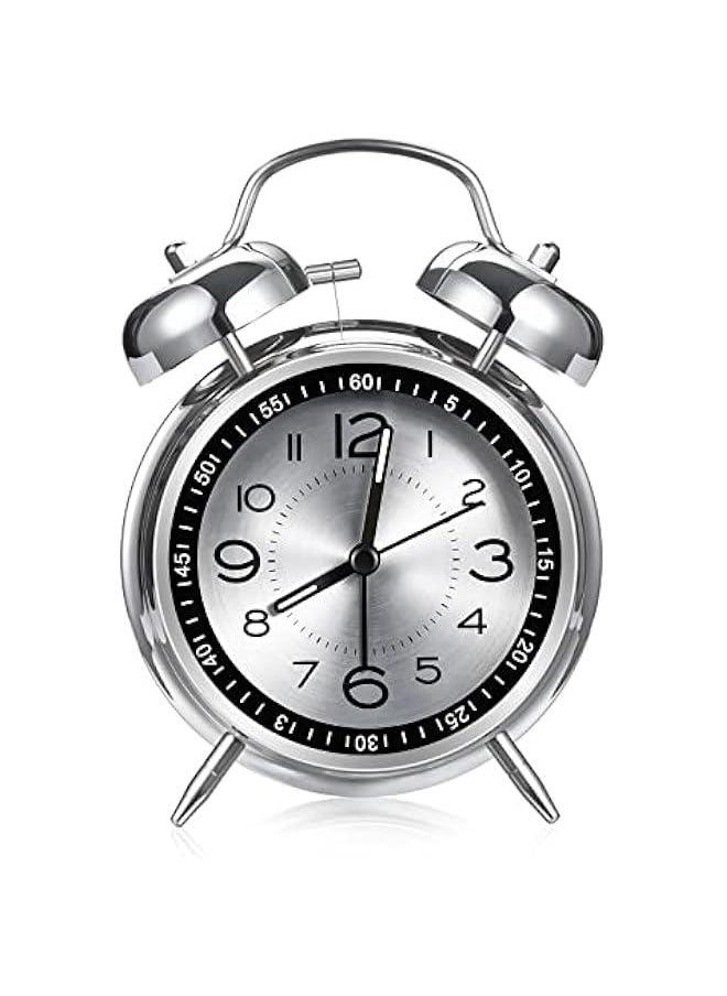 Beauenty Loud Alarm Clock for Heavy Sleepers Adults,Retro 4 Inch Silent Non-Ticking Quartz with Backlight,Twin Bell Analog Kids Alarm Clocks for Bedrooms Bedside (Black)  - Image 2
