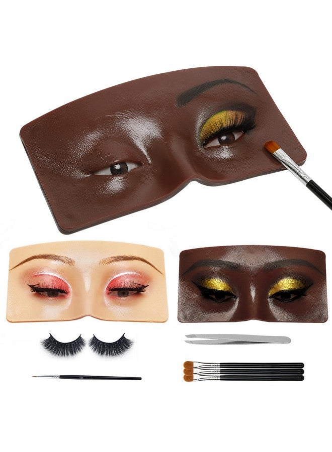 GFPGYQ 3D Eye Makeup Face Practice Board, Perfect Aid To Makeup Practicing Face Board, Reusable Silicone Face To Practice Makeup Mannequin For Beginners To Practice Eyesmakeup Kit (Black) - Image 1