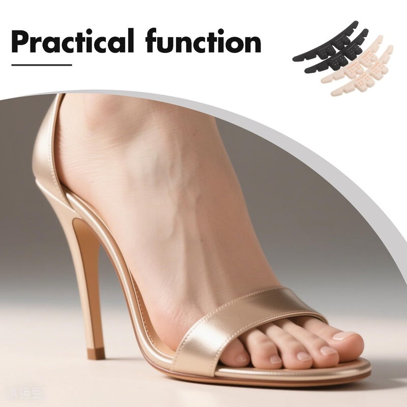 4 Pairs Non-Slip High Heel Pads Forefoot Cushions Invisible Adhesive Shoe Grips Skin Tone - Image 4