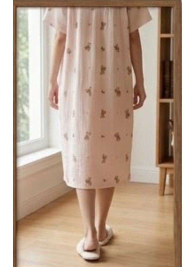Women's Vintage-Inspired Cotton Crinkle Ruffle free Size Nightgown - Image 3