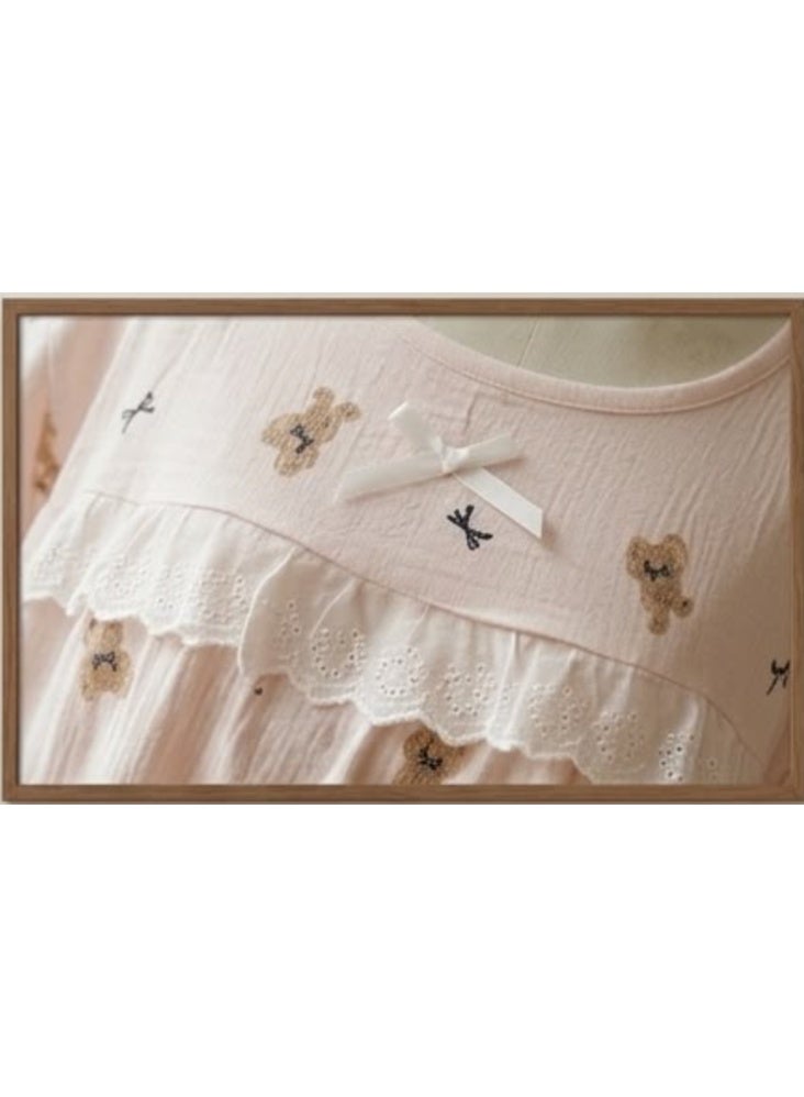 Women's Vintage-Inspired Cotton Crinkle Ruffle free Size Nightgown - Image 2