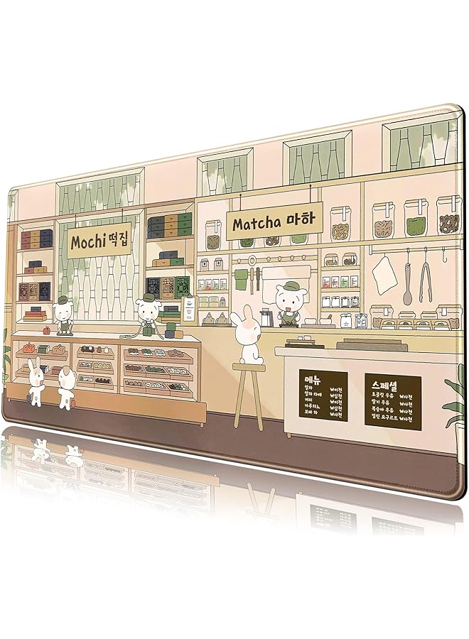 erorex Adorable Kawaii Large Desk Mat Beige Anime Mouse Pad Xxl Extended Gaming Mousepad With Non Slip Rubber Base Desk Accessory For Computer And Laptop Ideal For Gaming And Office 31.5'' X 15.7'' - Image 1