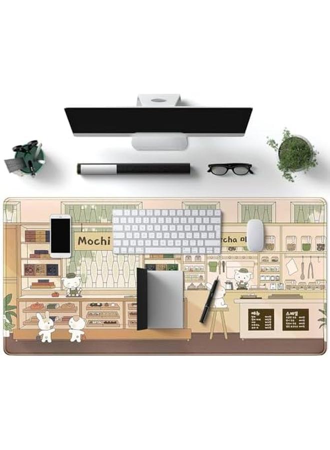 erorex Adorable Kawaii Large Desk Mat Beige Anime Mouse Pad Xxl Extended Gaming Mousepad With Non Slip Rubber Base Desk Accessory For Computer And Laptop Ideal For Gaming And Office 31.5'' X 15.7'' - Image 3
