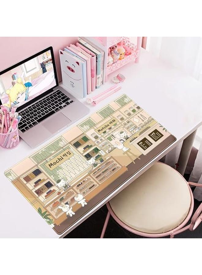 erorex Adorable Kawaii Large Desk Mat Beige Anime Mouse Pad Xxl Extended Gaming Mousepad With Non Slip Rubber Base Desk Accessory For Computer And Laptop Ideal For Gaming And Office 31.5'' X 15.7'' - Image 2