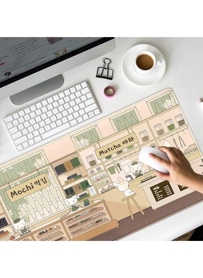 erorex Adorable Kawaii Large Desk Mat Beige Anime Mouse Pad Xxl Extended Gaming Mousepad With Non Slip Rubber Base Desk Accessory For Computer And Laptop Ideal For Gaming And Office 31.5'' X 15.7'' - Image 4