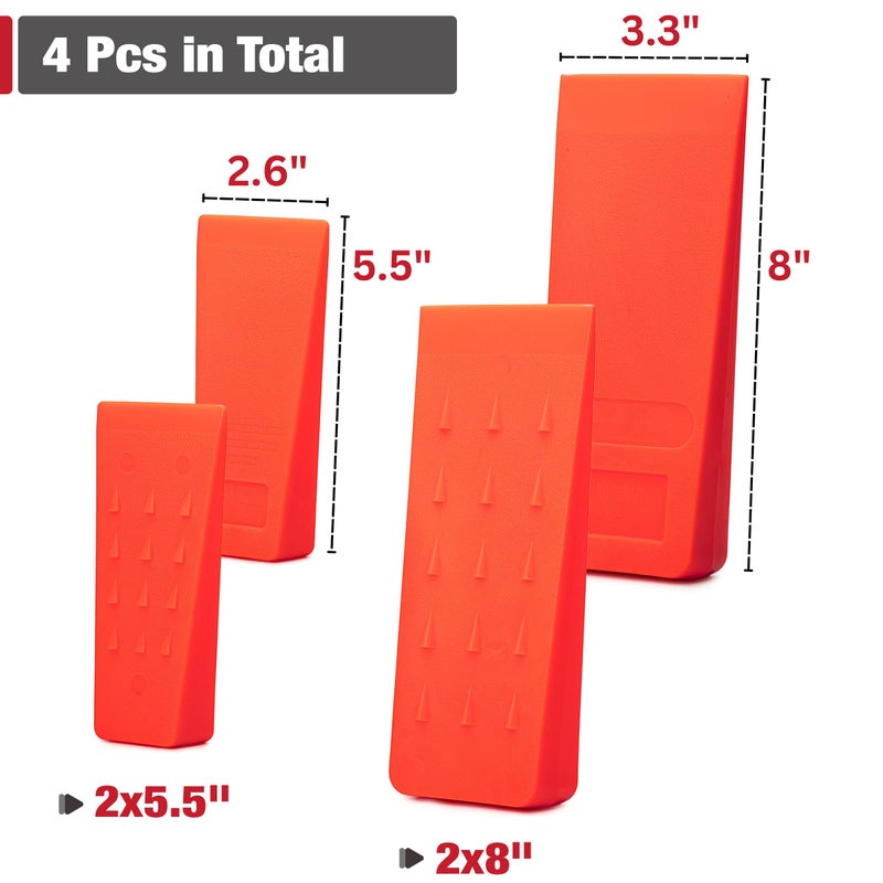 UNCO- Tree Felling Wedges with Spikes, 4Pack, 5.5" & 8" Wedges with Storage Bag, Splitting Wedge, Plastic Wedges, Logging Tools and Equipment, Chainsaw Wedges for Trees - Image 2