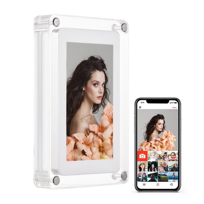 10.1 Inch WiFi Acrylic Digital Photo Frame Digital Picture Frame Photo/ Music/ Video Player Auto Rotation Built-in 8GB Memory Battery Gift for Friends Families, Frameo APP Sharing - Image 1