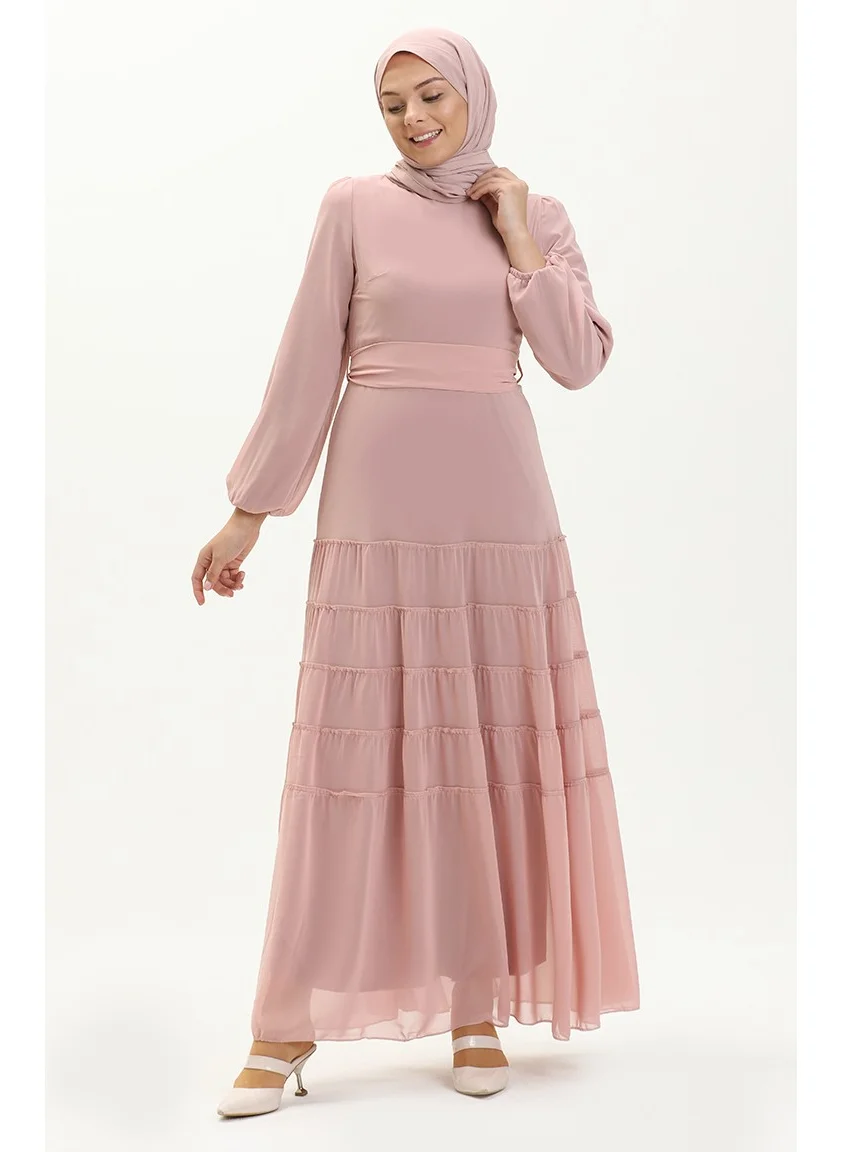 سيفا ميرفي Pleated Evening Dress 5712-14 Dark Powder