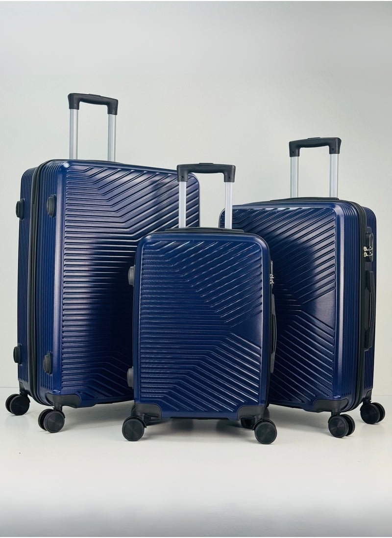 SAW & SEE Premium Hard Shell Luggage Set – 3-Piece Durable Strong Suitcase Set, Lightweight ABS Trolley Bags with Smooth Rotating Spinner Wheels, Security Combination Lock, Telescopic Handle, Traveling Bag Suitcases – 12 KG /23 KG /35 KG - 20" / 24" / 28" – DARK BLUE  - Image 1