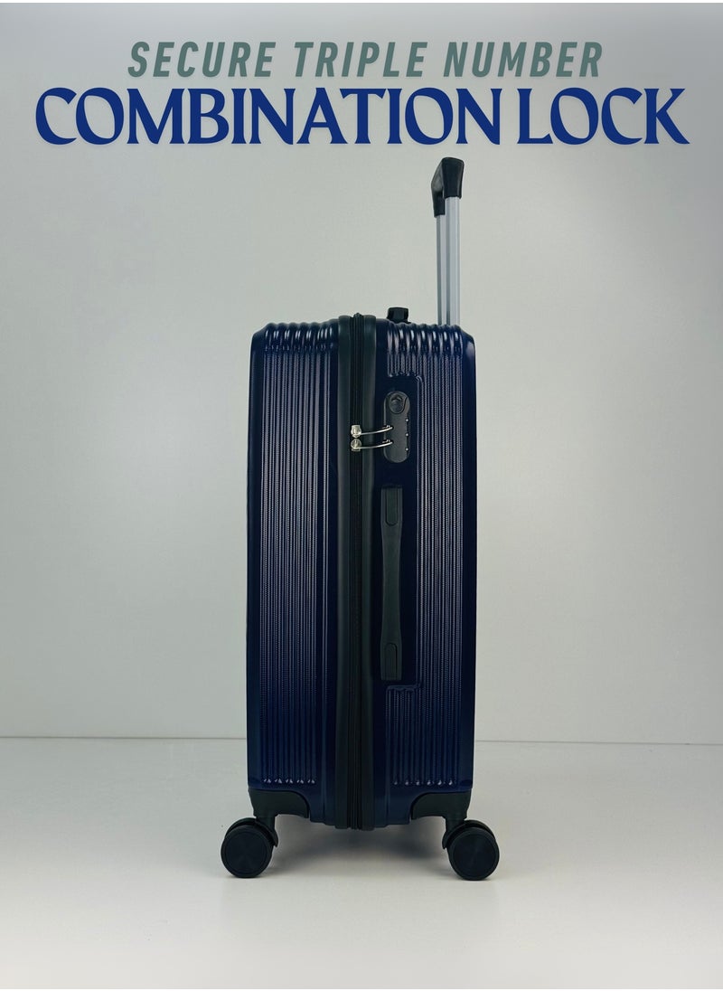 SAW & SEE Premium Hard Shell Luggage Set – 3-Piece Durable Strong Suitcase Set, Lightweight ABS Trolley Bags with Smooth Rotating Spinner Wheels, Security Combination Lock, Telescopic Handle, Traveling Bag Suitcases – 12 KG /23 KG /35 KG - 20" / 24" / 28" – DARK BLUE  - Image 4