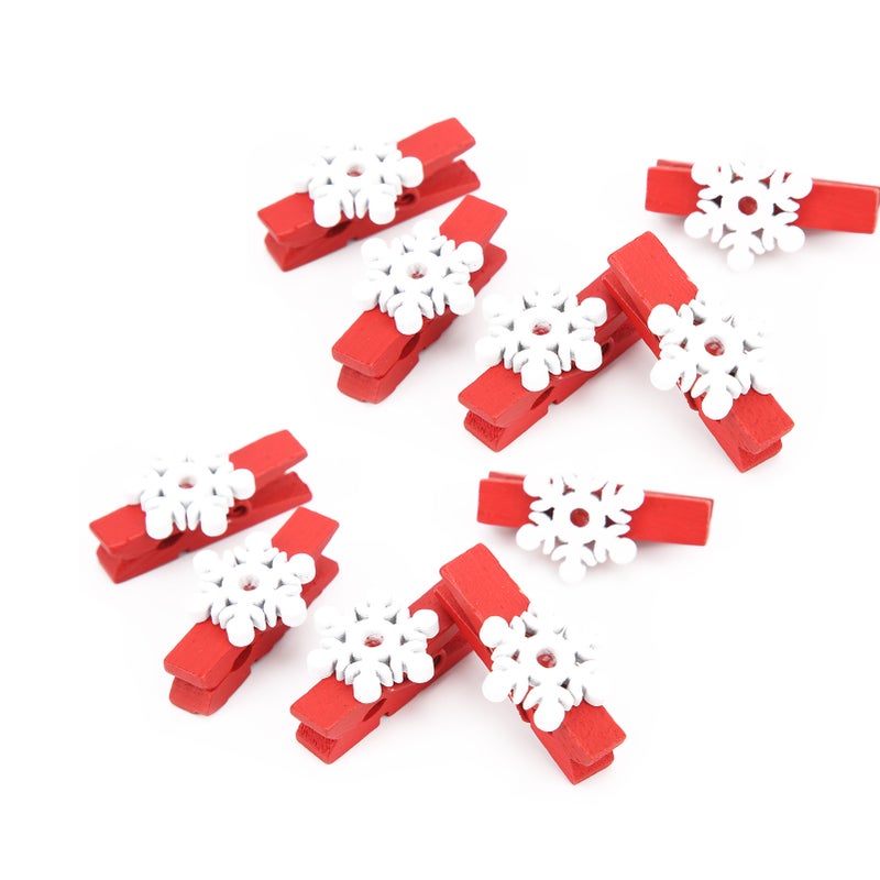 100pcs Clothes Pins Mini Cute Decorative Wooden Clips With Snowflake Pattern for Clothes Photos Hanging Wedding Party - Image 1