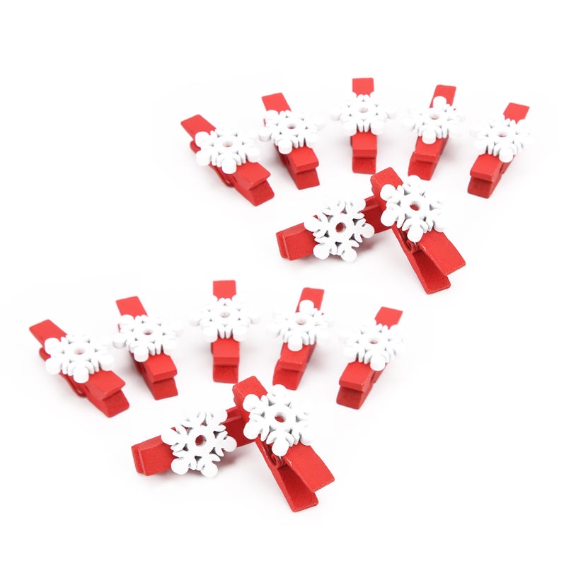 100pcs Clothes Pins Mini Cute Decorative Wooden Clips With Snowflake Pattern for Clothes Photos Hanging Wedding Party - Image 5