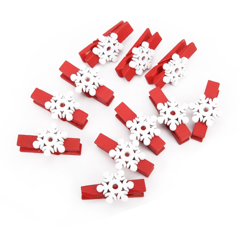 100pcs Clothes Pins Mini Cute Decorative Wooden Clips With Snowflake Pattern for Clothes Photos Hanging Wedding Party - Image 2