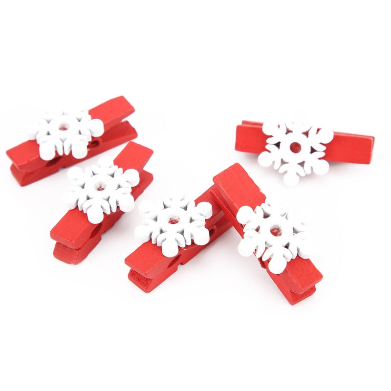 100pcs Clothes Pins Mini Cute Decorative Wooden Clips With Snowflake Pattern for Clothes Photos Hanging Wedding Party - Image 4