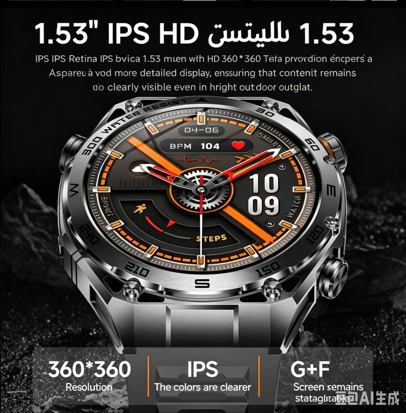 SACOSDING Military Smart Watches for men, 100+ Sport Modes with LED Flashlight and UV lamp, Outdoor Sports Smartwatch for Android Phones and iPhone, 1.53" AMOLED Screen Bluetooth Call, 800mAh large battery - Image 2