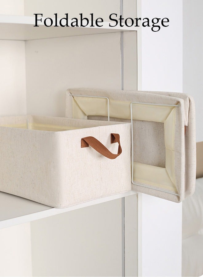 DUNISO Wardrobe organizer 3 pieces, foldable fabric wardrobe clothing storage box with sturdy handles, 35L large capacity shelf storage basket, metal frame storage box for storing clothes and toys - Image 3