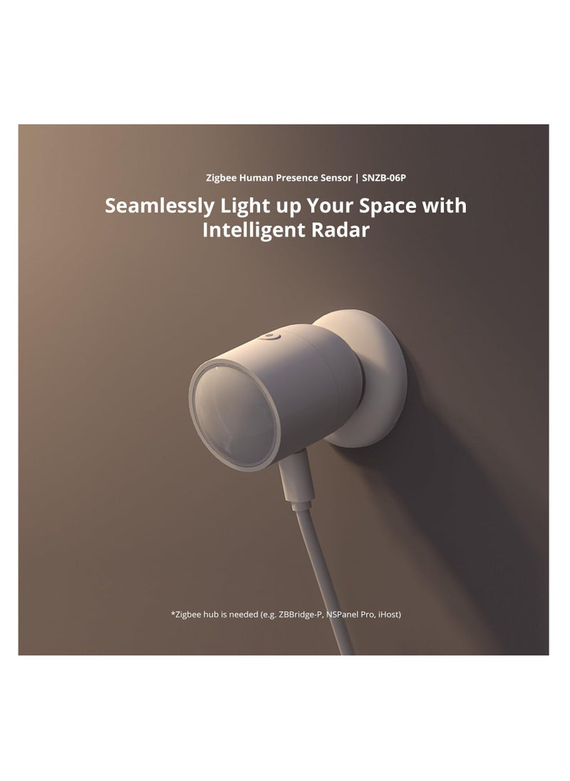 SYOSI - SNZB-06P Zigbee Human Presence Sensor with 5.8GHz Microwave Radar and Built-in Light Detector - Compatible with Alexa, Google Home, and Home Assistant - Image 1