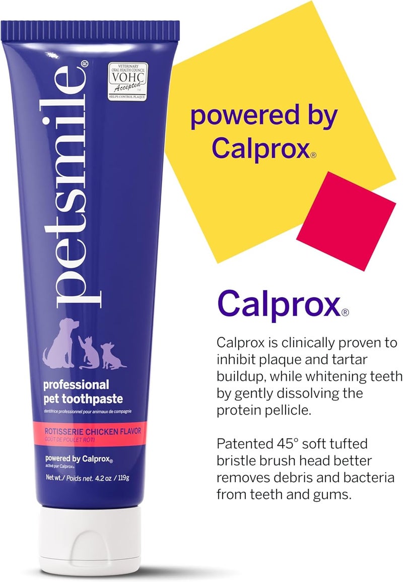 petsmile Professional Whitening Dog Toothpaste | VOHC Approved Flavored Pet Toothpaste with Plaque Control | Human-Grade Ingredients Clean Teeth & Improves Dental Health (Rotisserie Chicken, 4.2 Oz) - Image 3