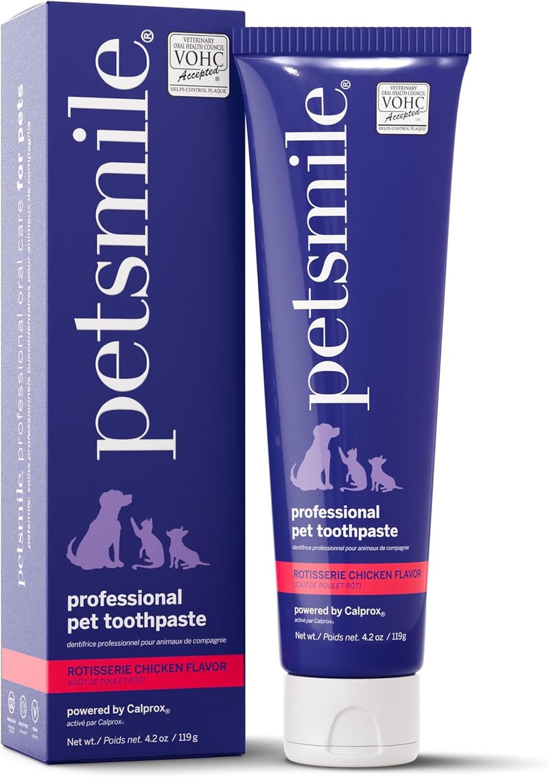 petsmile Professional Whitening Dog Toothpaste | VOHC Approved Flavored Pet Toothpaste with Plaque Control | Human-Grade Ingredients Clean Teeth & Improves Dental Health (Rotisserie Chicken, 4.2 Oz) - Image 1