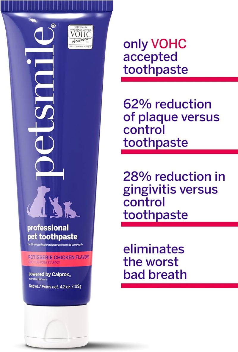 petsmile Professional Whitening Dog Toothpaste | VOHC Approved Flavored Pet Toothpaste with Plaque Control | Human-Grade Ingredients Clean Teeth & Improves Dental Health (Rotisserie Chicken, 4.2 Oz) - Image 4