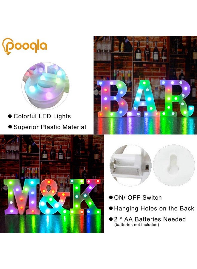 Pooqla Pooqla Colorful LED Marquee Letter Lights with Remote - Light Up Marquee Signs - Party Bar Letters with Lights Decorations for The Home - Multicolor O  - Image 4