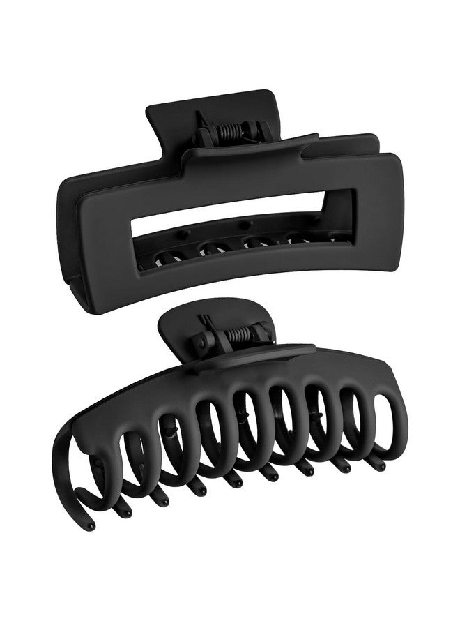 Pactiv New Black 2pcs Hair Clips Women-Variety Pack Claw Clips-French Strong Hold internal Tooth Designs- Claw Clip for thick and thin Hair- matt finish hair Claws - Image 1