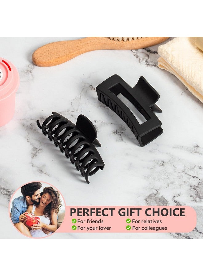 Pactiv New Black 2pcs Hair Clips Women-Variety Pack Claw Clips-French Strong Hold internal Tooth Designs- Claw Clip for thick and thin Hair- matt finish hair Claws - Image 2