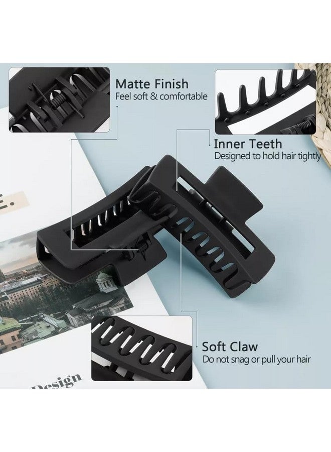 Pactiv New Black 2pcs Hair Clips Women-Variety Pack Claw Clips-French Strong Hold internal Tooth Designs- Claw Clip for thick and thin Hair- matt finish hair Claws - Image 4