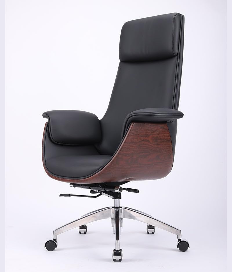 Upmarkt Trendor Leatherette Luxury Ergonomic Executive Chair MultiFunction Modern Designed Office Leather Chair Conference Chair with Wood Back with Headrest Black - Image 5