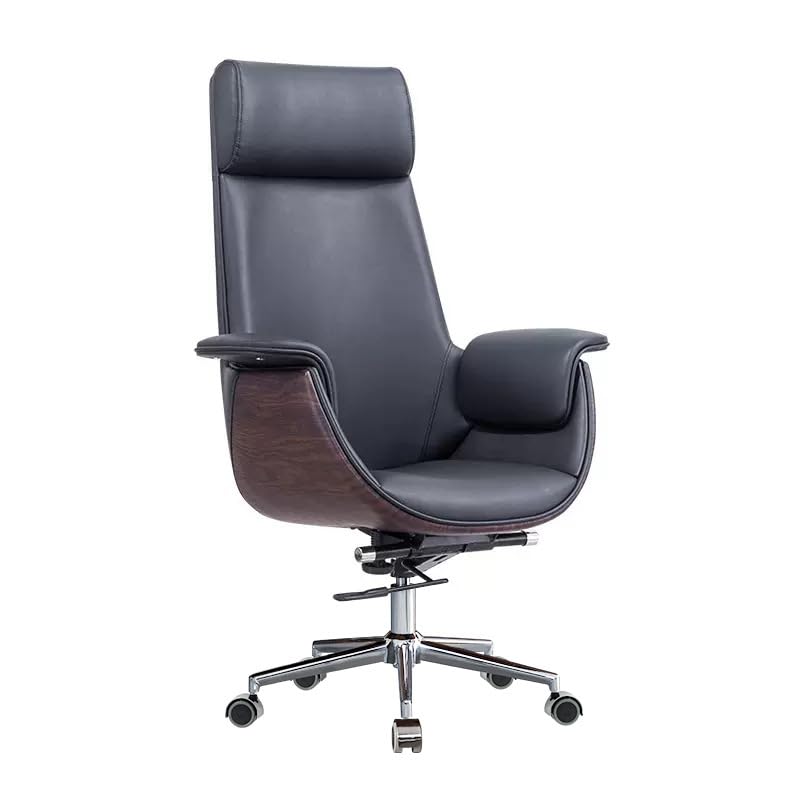 Upmarkt Trendor Leatherette Luxury Ergonomic Executive Chair MultiFunction Modern Designed Office Leather Chair Conference Chair with Wood Back with Headrest Black - Image 1