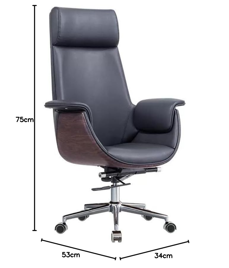 Upmarkt Trendor Leatherette Luxury Ergonomic Executive Chair MultiFunction Modern Designed Office Leather Chair Conference Chair with Wood Back with Headrest Black - Image 3