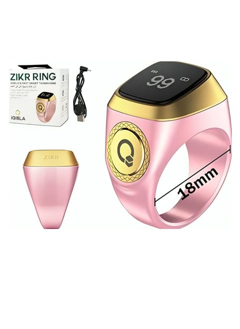 Zikr Ring18mm Smart Ring with Vibration Reminder Tasbih Counter and Bluetooth Connection and IQIBLA App and 5 Daily Prayer Reminders