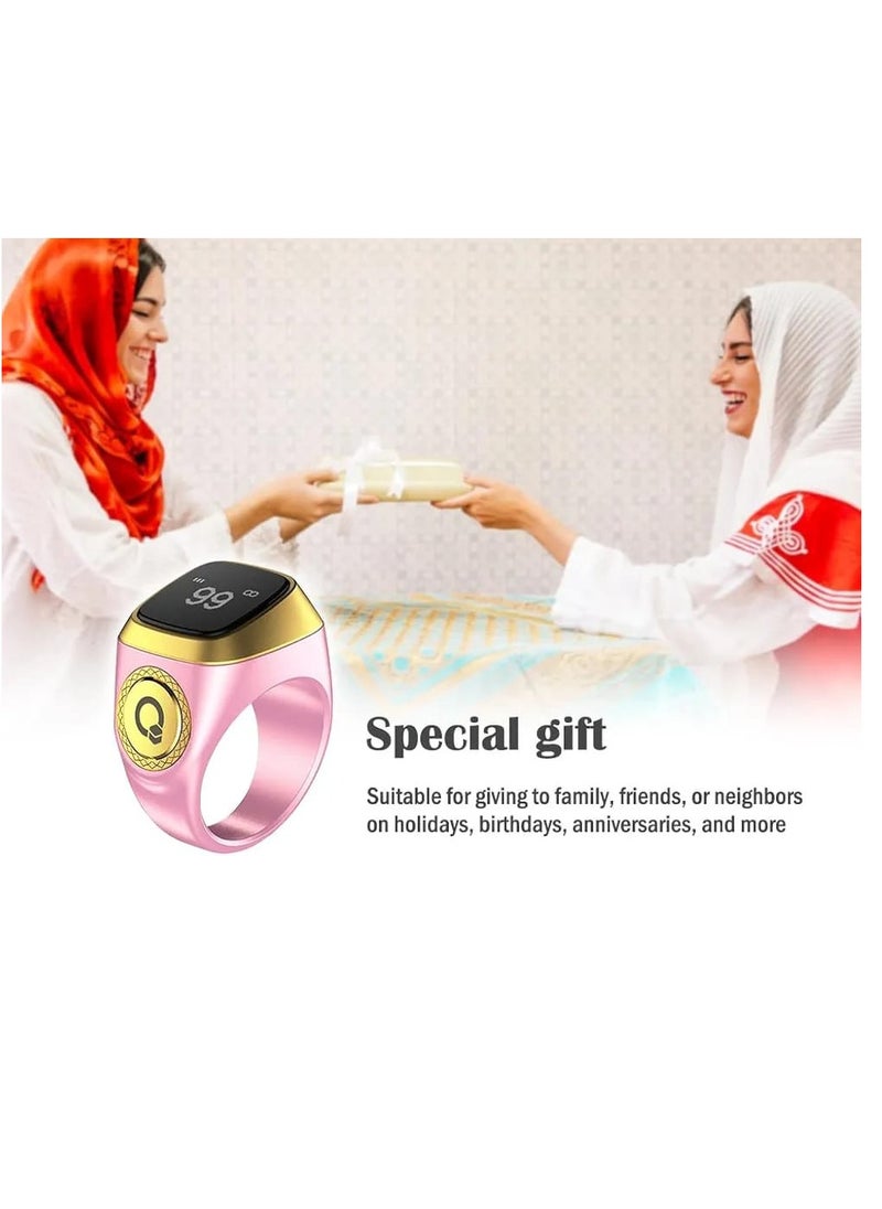 Zikr Ring18mm Smart Ring with Vibration Reminder Tasbih Counter and Bluetooth Connection and IQIBLA App and 5 Daily Prayer Reminders