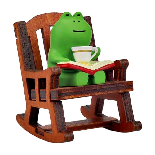 Refintural Miniature Frog Figurines Funny Frog Sculpture for Shelf Desk Decoration Frog Desk Accessories Perfect Cute Frog Gift for Frog LoversRocking Chair - Image 1