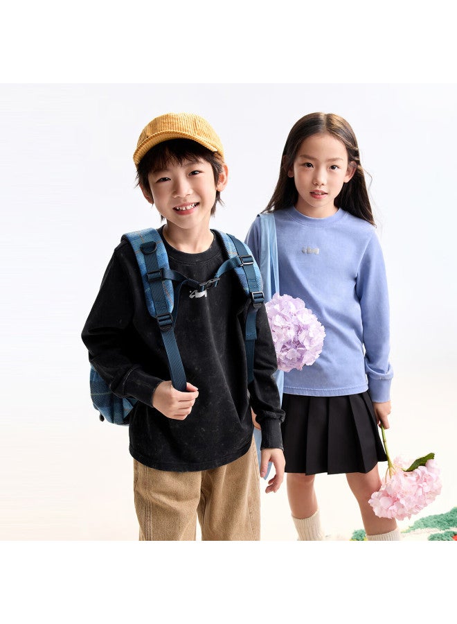 Annil Kids Boys And Girls Moisture-wicking Breathable Crew Neck Long Sleeve Knit Sweater Autumn New Cosmic Purple 170cm - Image 2